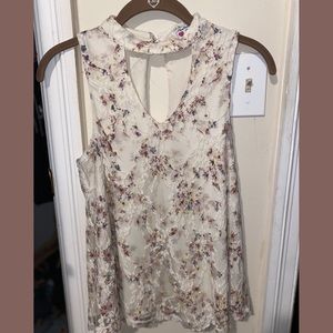 Floral Cutout Halter Top